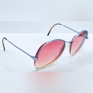 Vintage Logo Paris Silver Purple Oval Half-Rim Sunglasses Frames Only